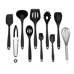 Premium 10 Piece Silicone Kitchen Utensils Set, Kitchen Accessories Set of Utensils with Spatula, Spoon, Whisk, Slotted Turner | Non-Stick, Heat Resistant & BPA Free Silicone Kitchen Utensil Set