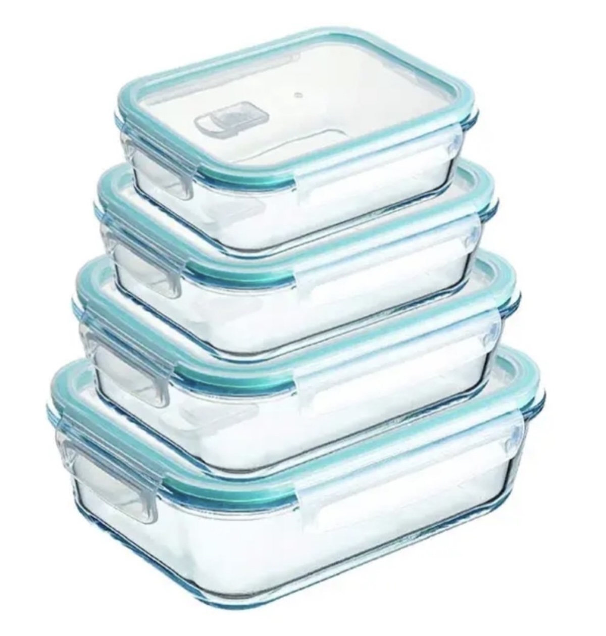 Rectangular Glass Food Containers with Lids — 4-Pack, Airtight & Microwave Safe - Image 2