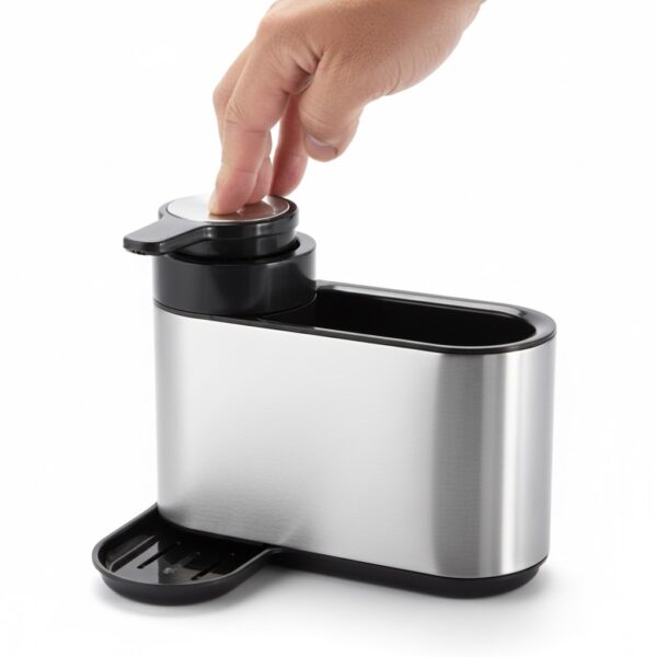 Mayaaran Stainless Steel Soap Dispensing Kitchen sink Organiser, Liquid Soap Dispenser Pump Bottle Kitchen sink caddy Fingerprint-Proof Coating, Sink Tidy Kitchen Sink Organizer
