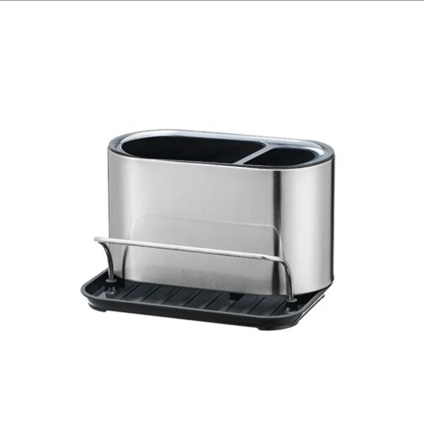 Mayaaran Premium kitchen Sink Organiser, Kitchen Sink Caddy, Sink tidy, Sponge Holder - Stainless Steel Kitchen Caddy with Drip Tray Ideal for tidy storing of Sponge, Liquid and Cleaning Brush