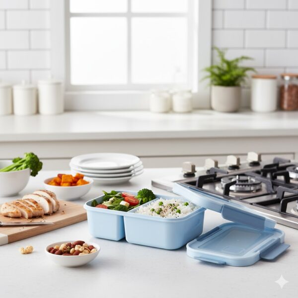 Microwavable Bento Portable Lunch Box – Multi-Compartment  Leakproof BPA-Free Lunch Container, Food Containers for Adults & Kids, Dishwasher & Freezer Safe, Snack Box for Work & School