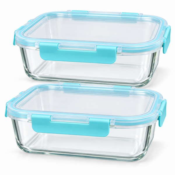Large Glass Food Storage Containers with Lids — 2-Pack, 1520ml