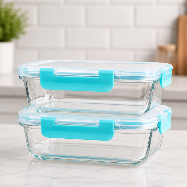 Glass Meal Prep Containers with Lids — 2-Pack, 1040ml