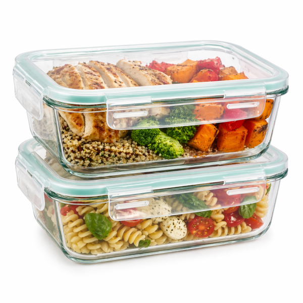 2 Pack 1040ml Glass Meal Prep Containers with Lids – Food Storage Containers