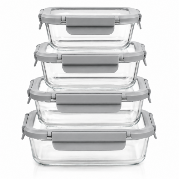 Glass Food Storage Containers with Glass Lids, Freezer to Oven Set of 4