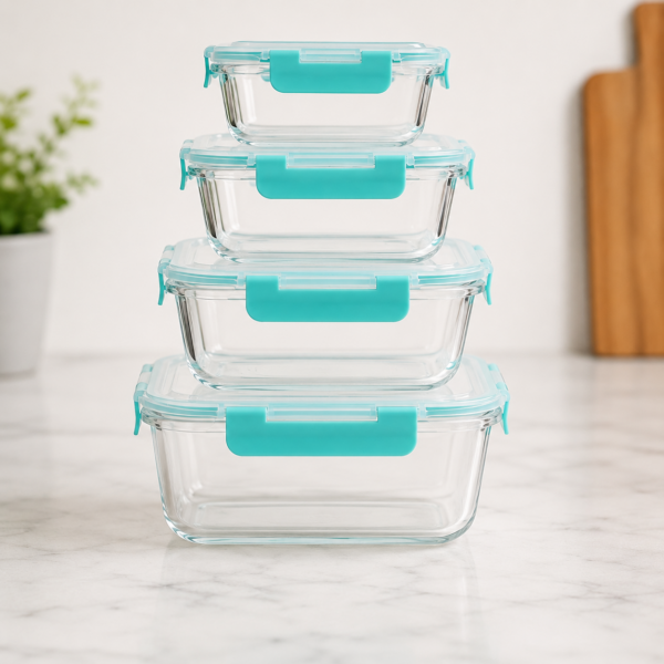 Glass Food Storage Containers with Lids Airtight Glass Containers Set of 4