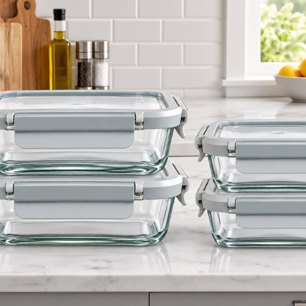 Glass Food Storage Containers with Glass Lids Set of 4, Freezer to Oven